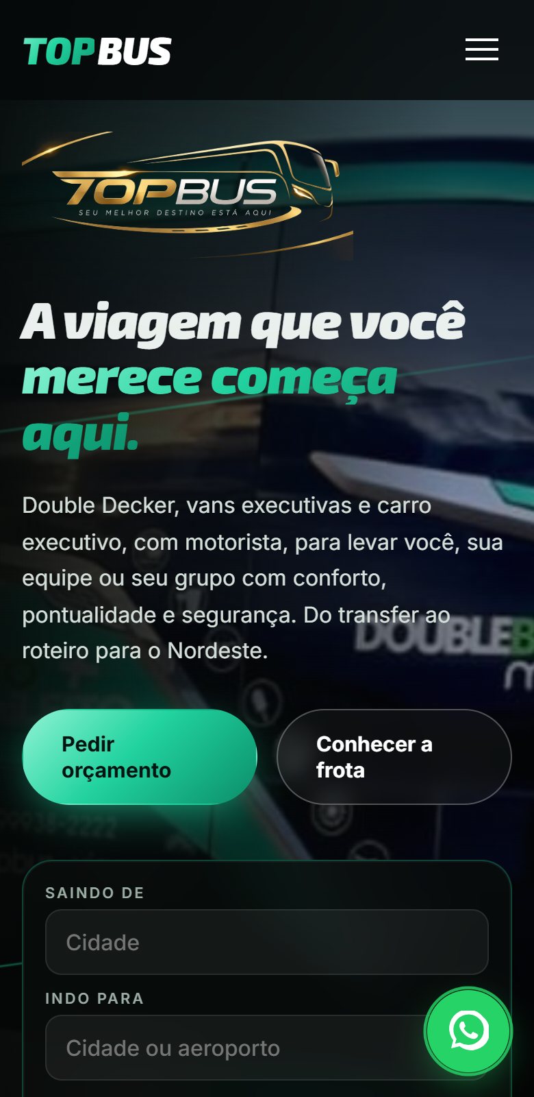 O site da agência no celular